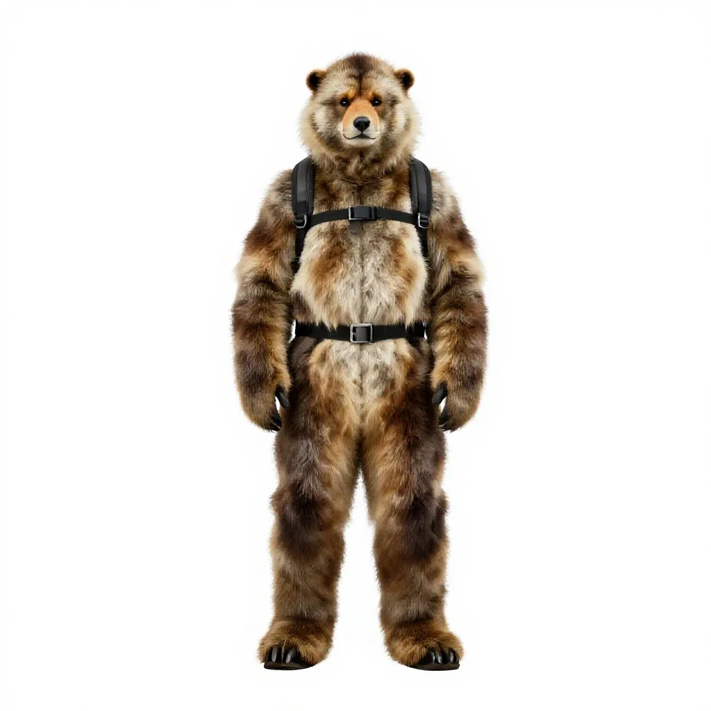 Antarctic explorer in furs isolated on a white background