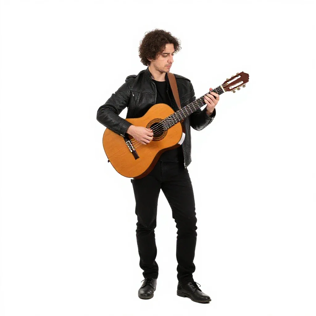 Flamenco guitarist isolated on a white background