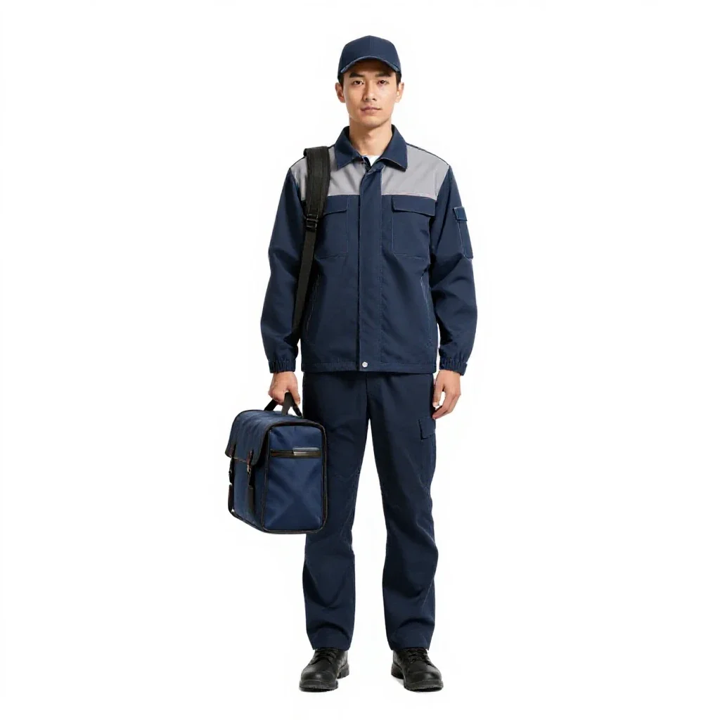 Postal courier with a satchel isolated on a white background