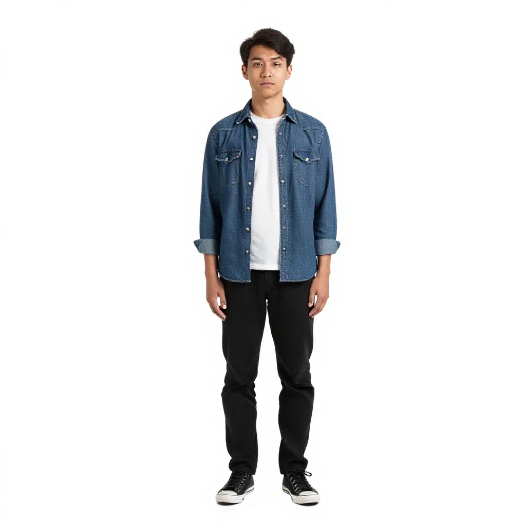 Robotics student with a prototype isolated on a white background