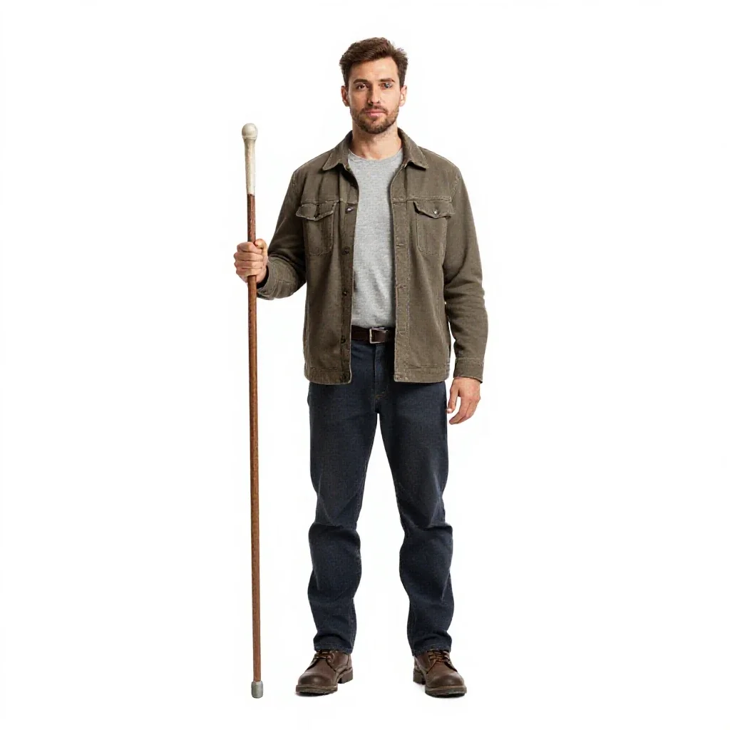Shepherd with a crook isolated on a white background