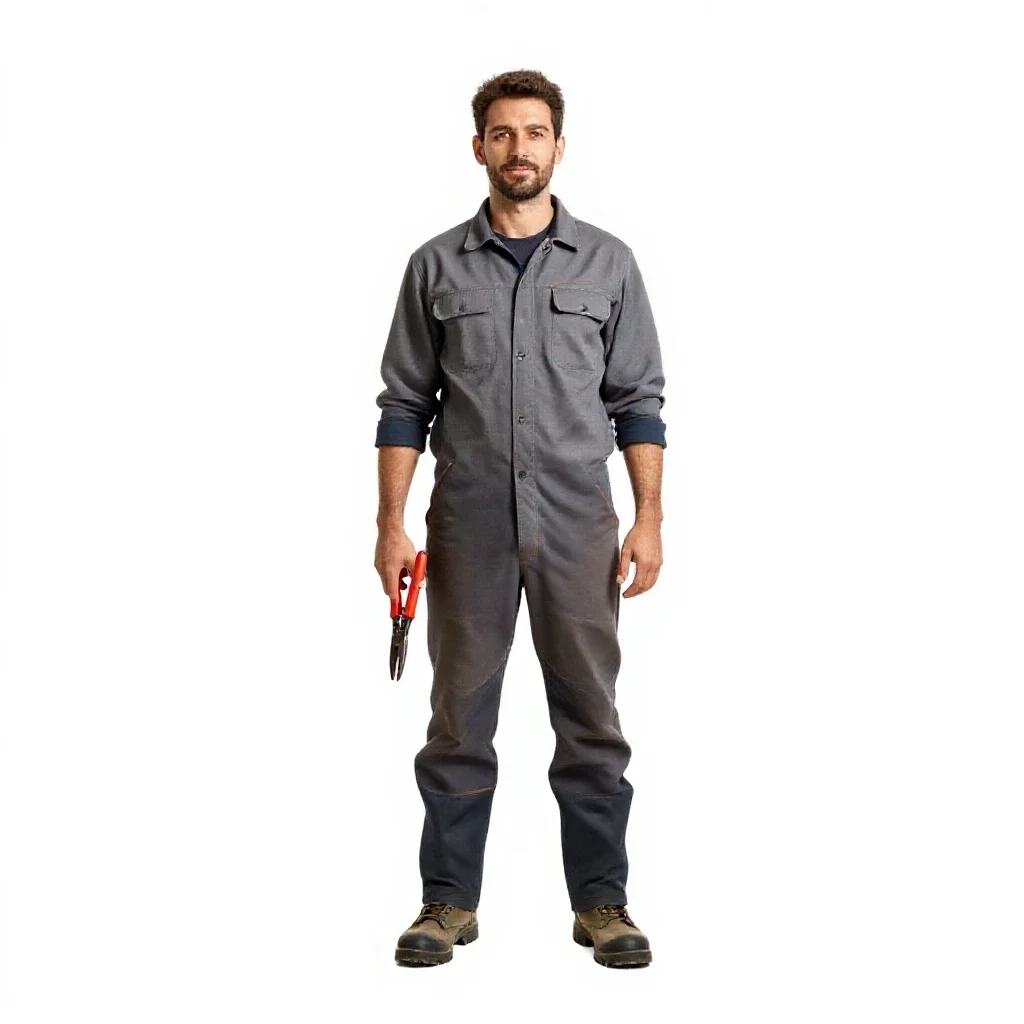 Vineyard worker with secateurs isolated on a white background
