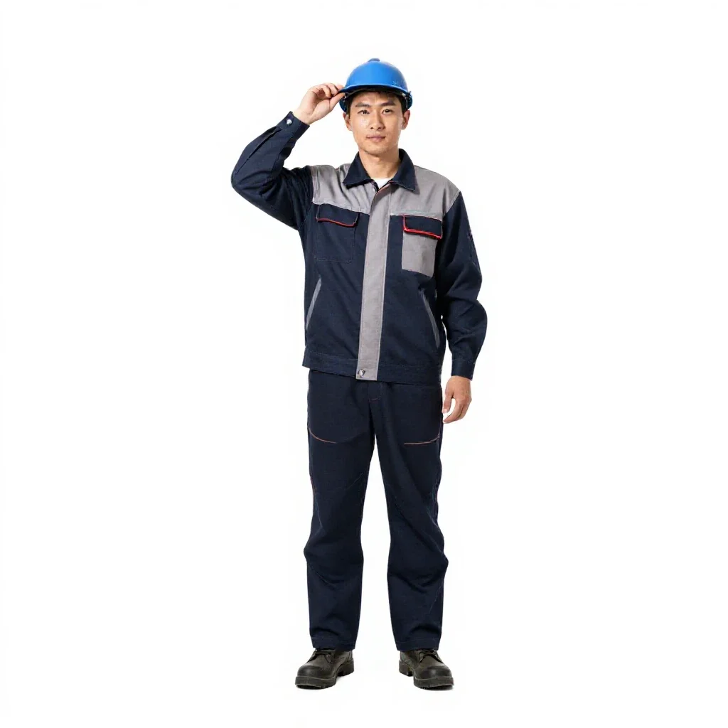 Welder lifting a visor isolated on a white background