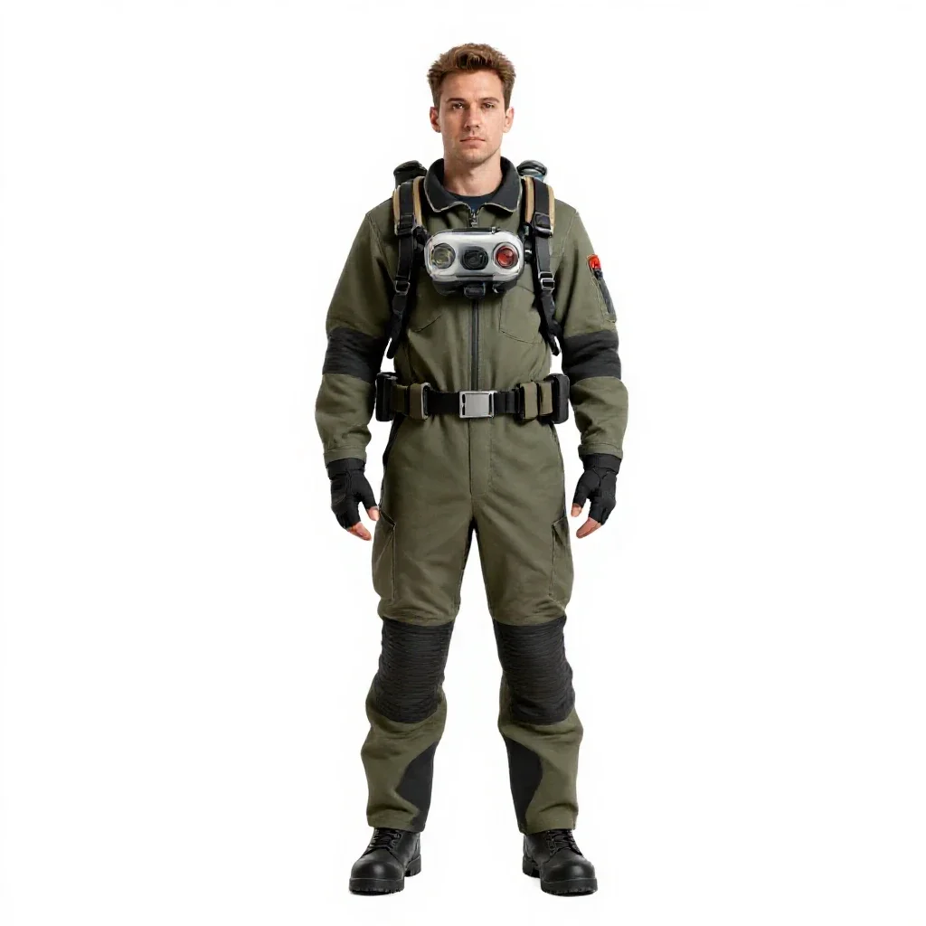 Planetary ranger with a rebreather isolated on a white background