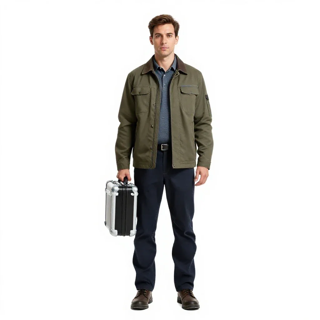 Time courier with a sealed case isolated on a white background