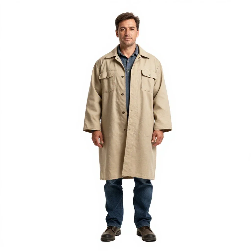 Off-world farmer in a sun cloak isolated on a white background