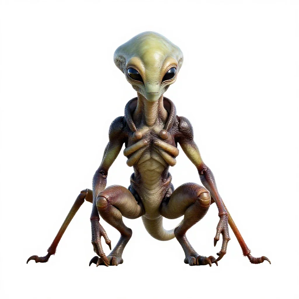 Chitinous alien scout isolated on a white background