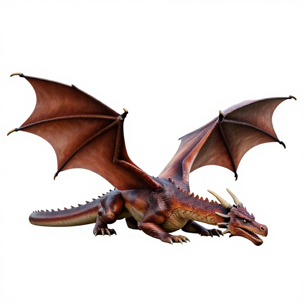 Dragon with folded wings isolated on a white background