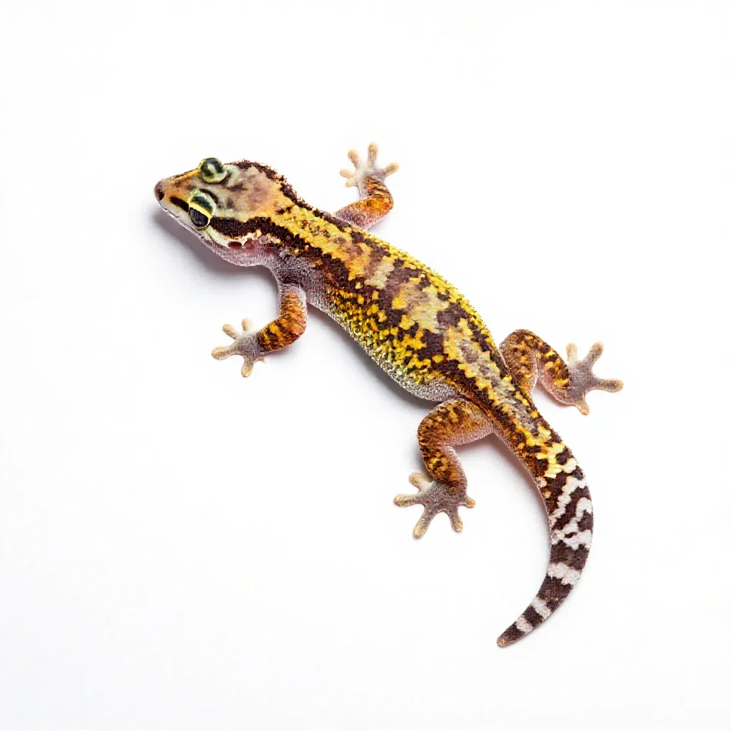 Gecko on glass isolated on a white background