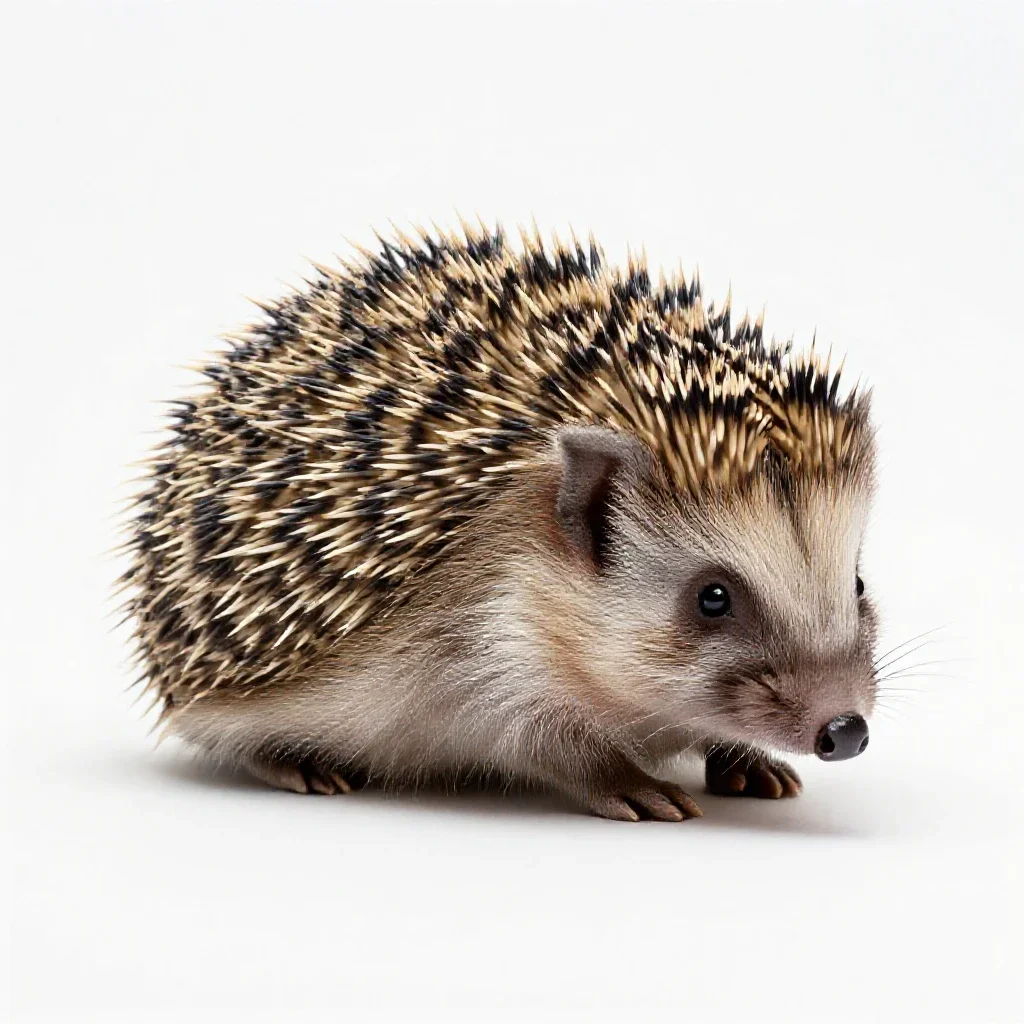 Hedgehog curled up isolated on a white background