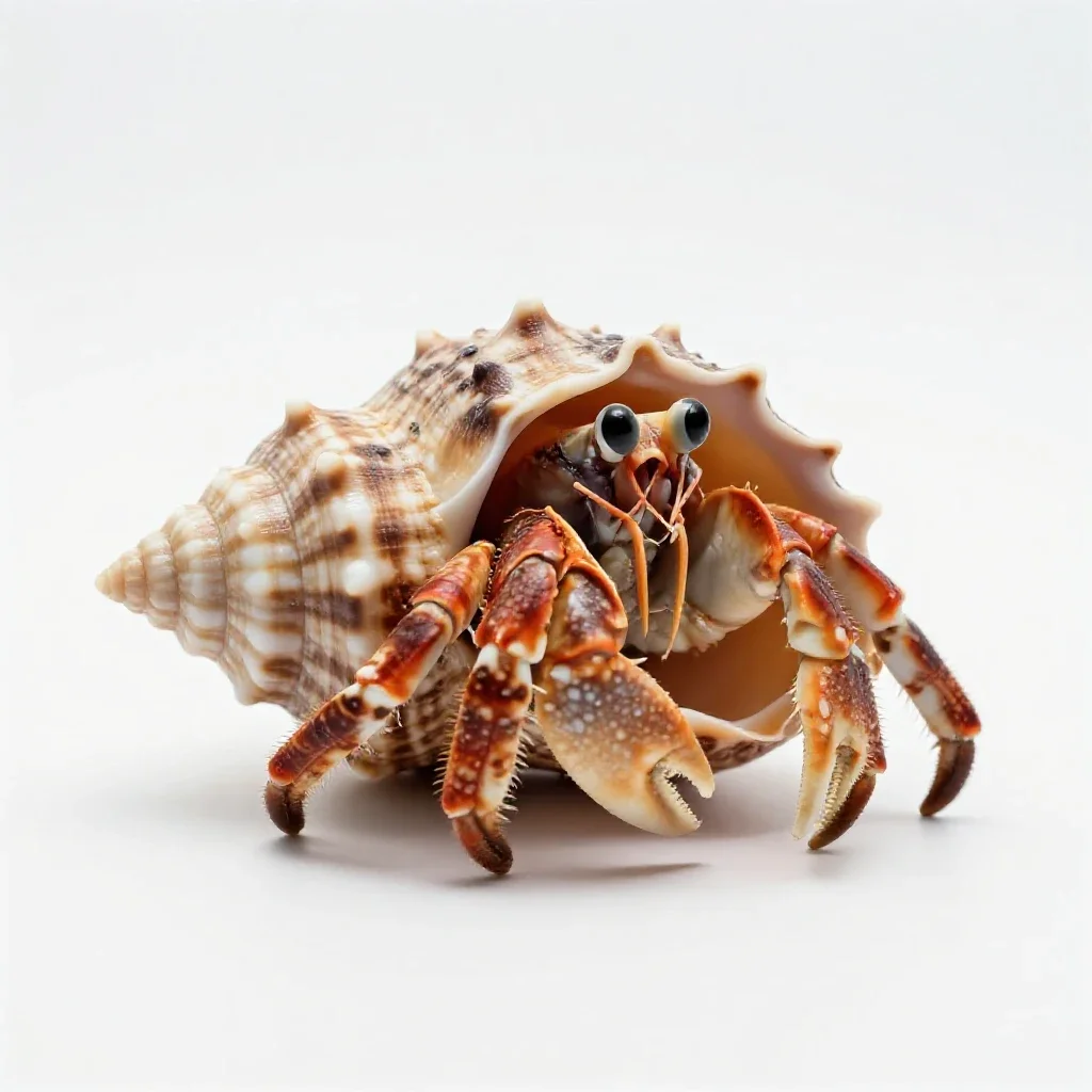 Hermit crab in a shell isolated on a white background