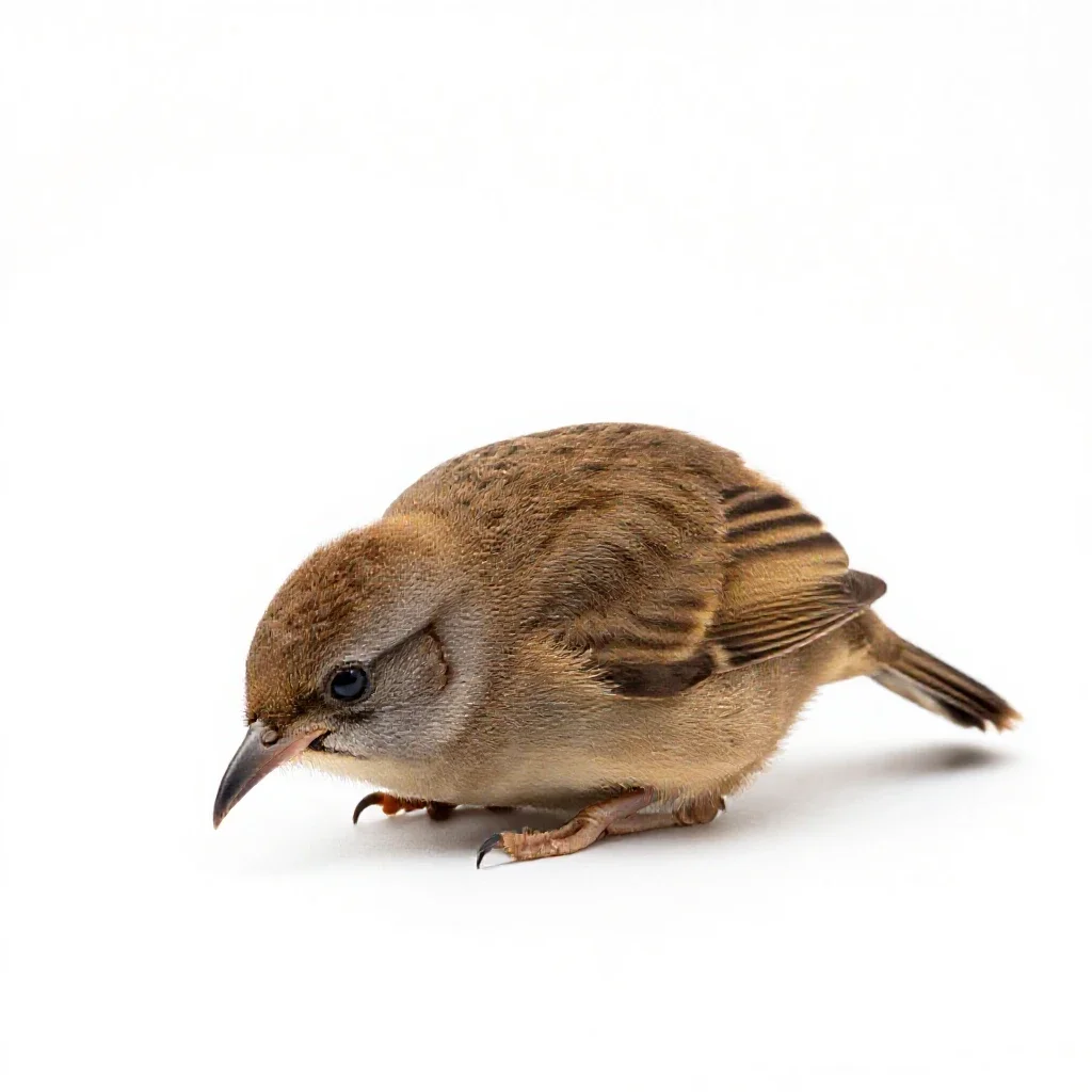 Kiwi bird foraging isolated on a white background
