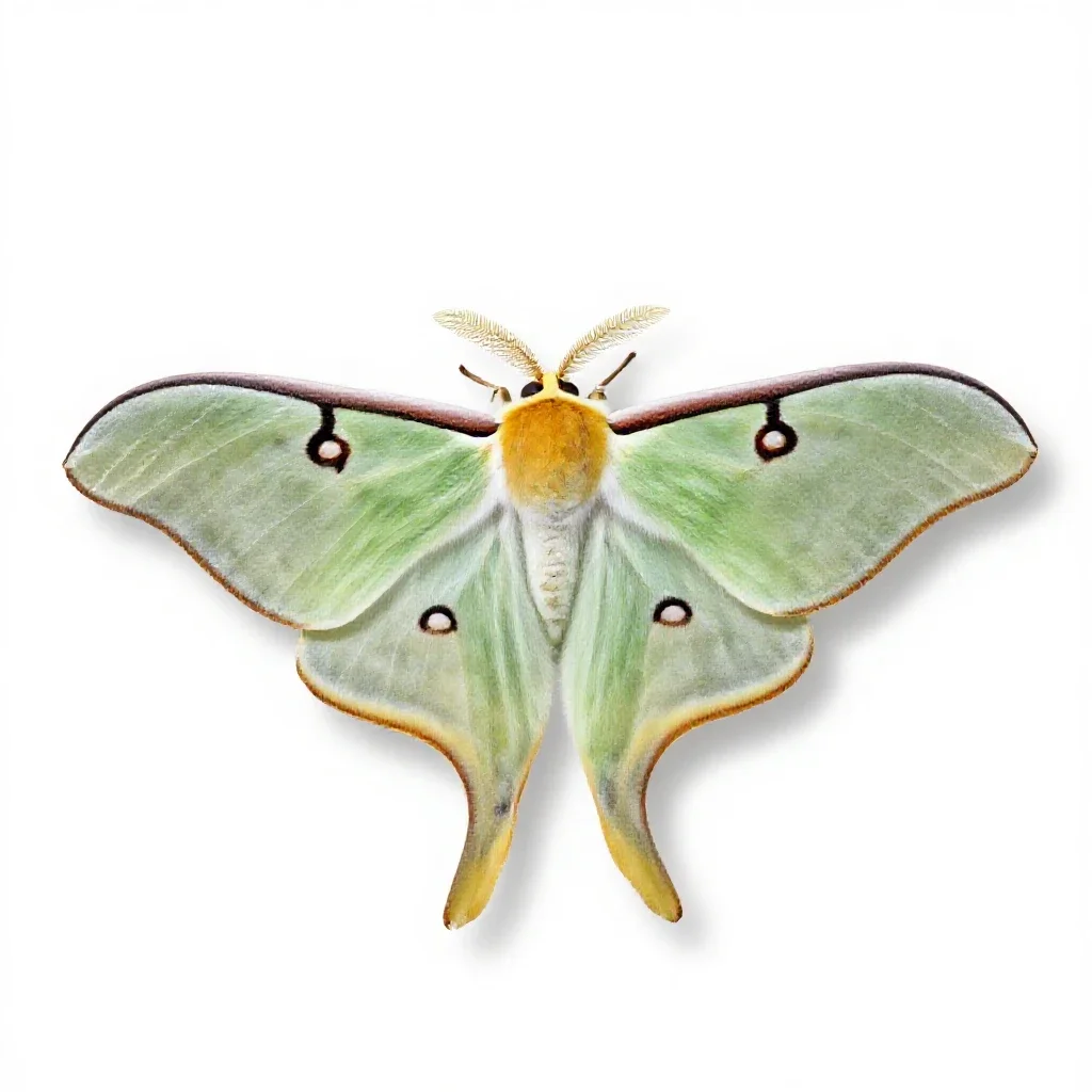 Luna moth isolated on a white background