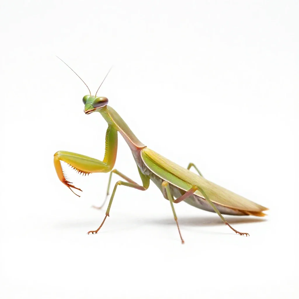 Praying mantis isolated on a white background