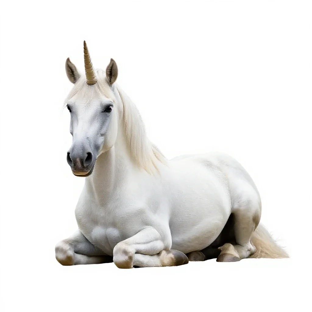 Unicorn at rest isolated on a white background