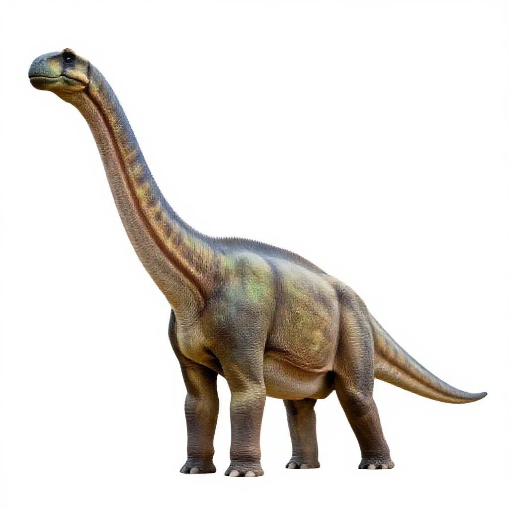 Brachiosaurus reaching upward isolated on a white background