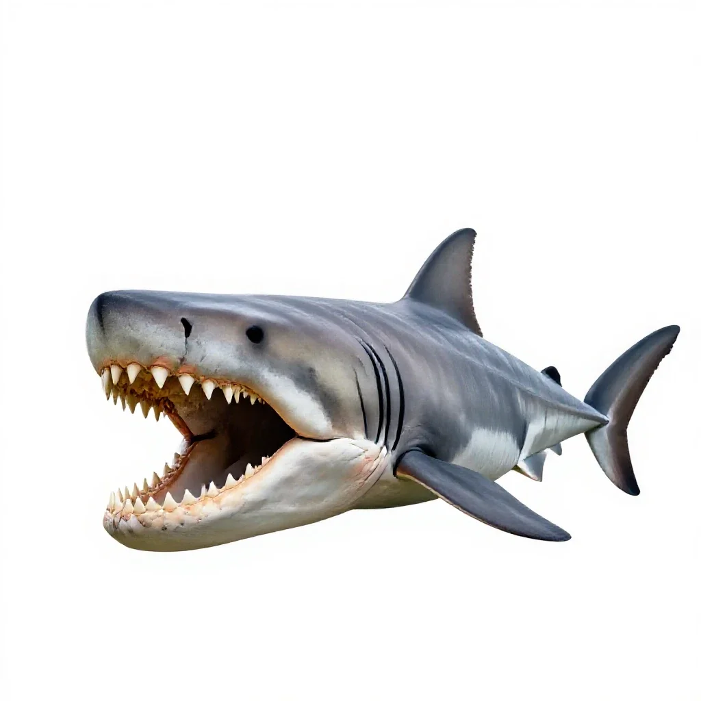 Megalodon jaw isolated on a white background