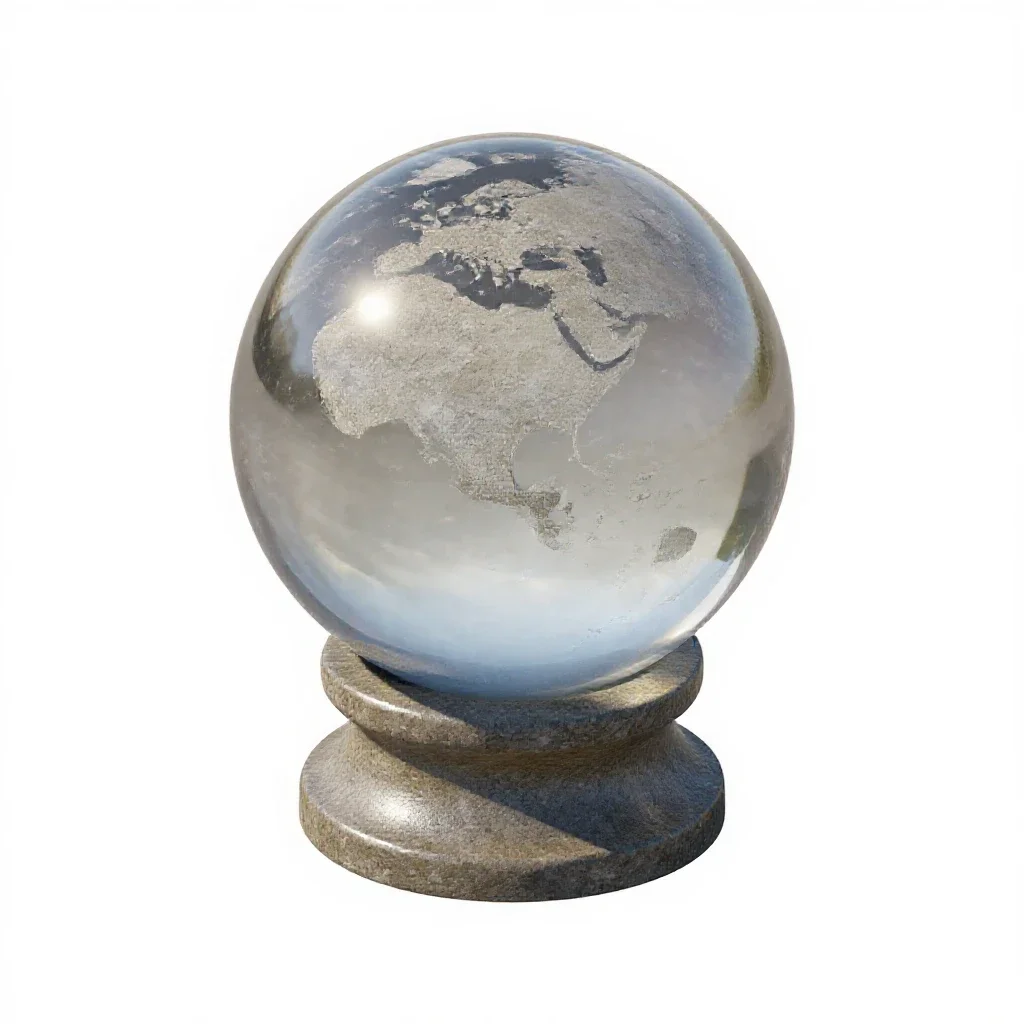 Crystal ball on a stand isolated on a white background