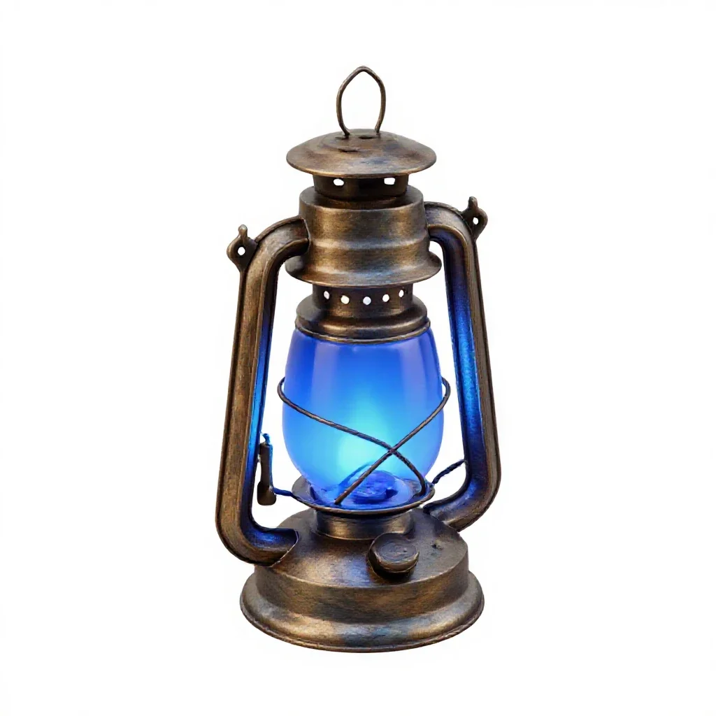 Lantern of blue flame isolated on a white background