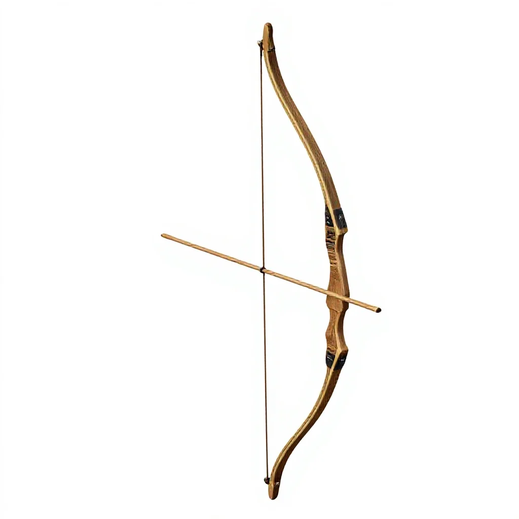 Longbow with a quiver isolated on a white background