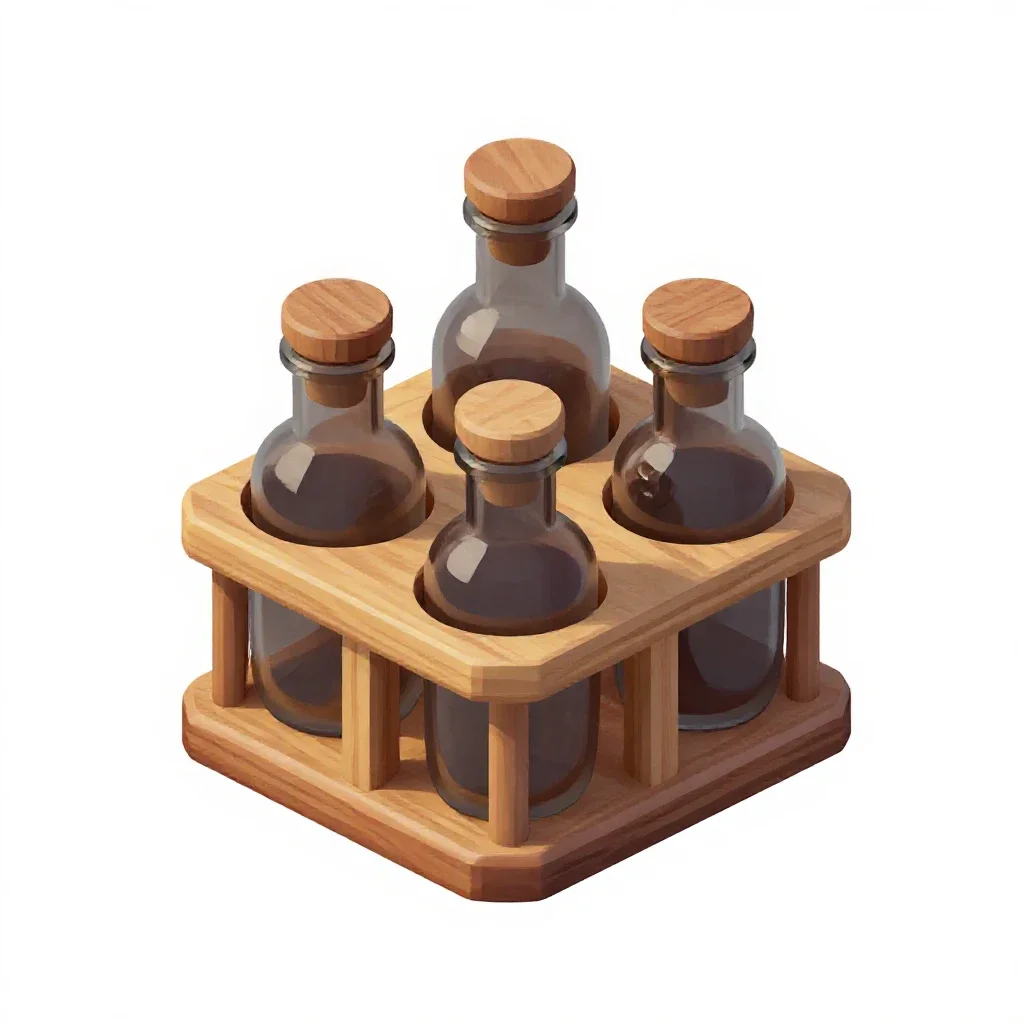 Potion bottle rack isolated on a white background