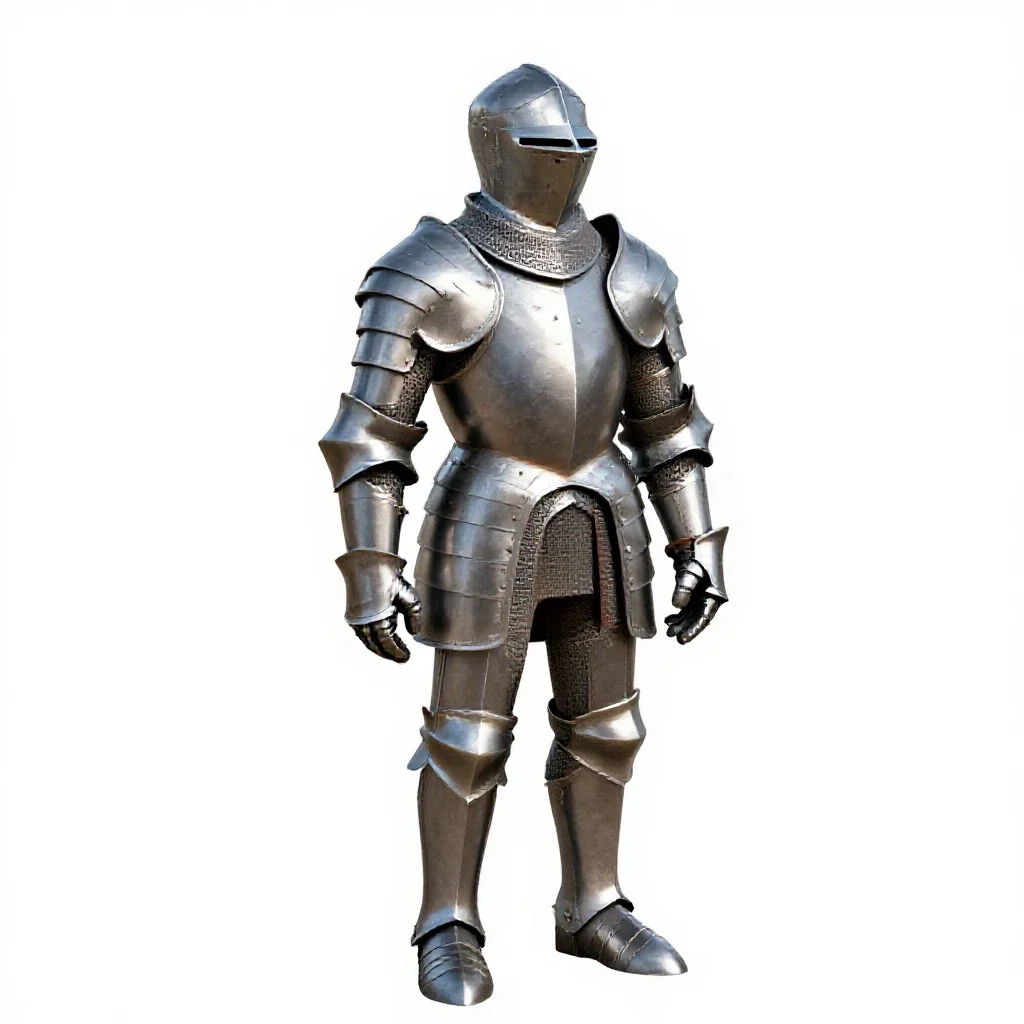 Suit of plate armour isolated on a white background