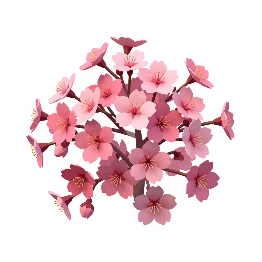Cherry blossom cluster isolated on a white background