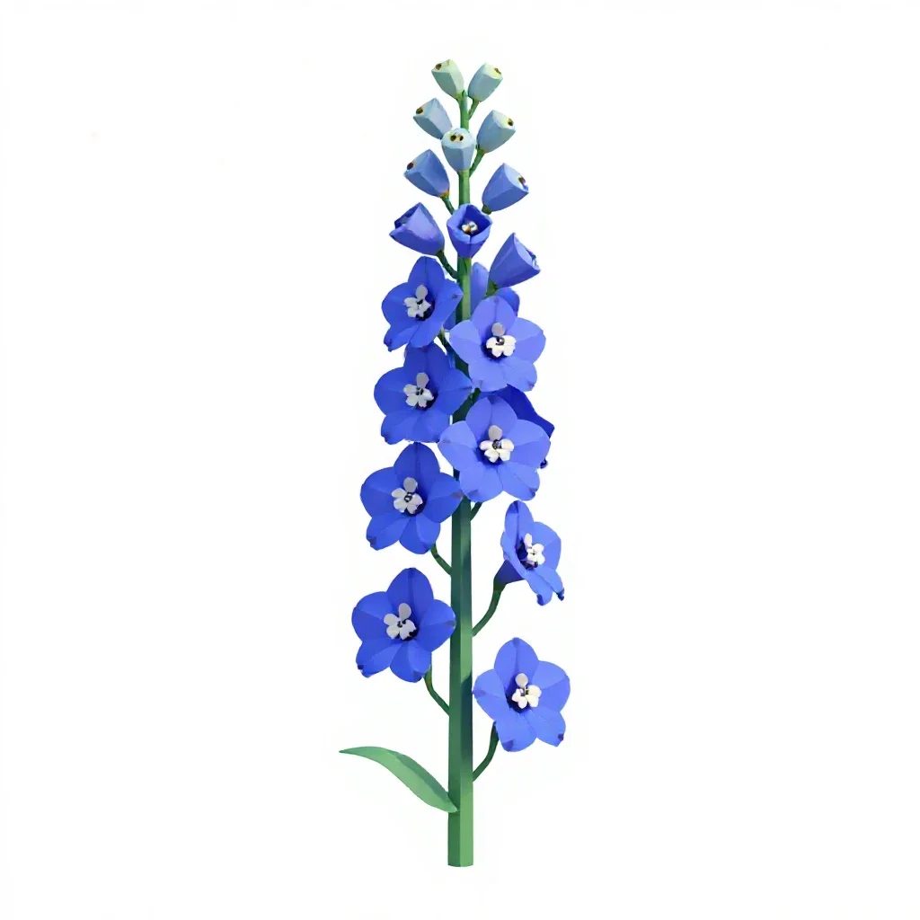 Delphinium stem isolated on a white background