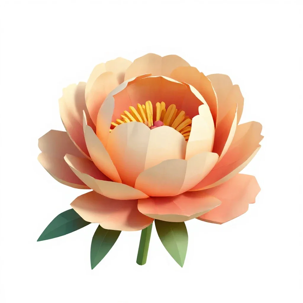 Peony opening isolated on a white background