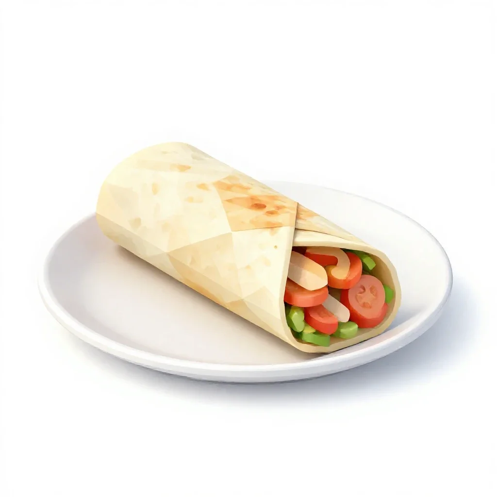 Burrito cut in half isolated on a white background