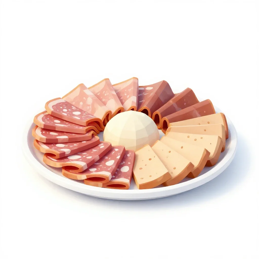 Charcuterie selection isolated on a white background