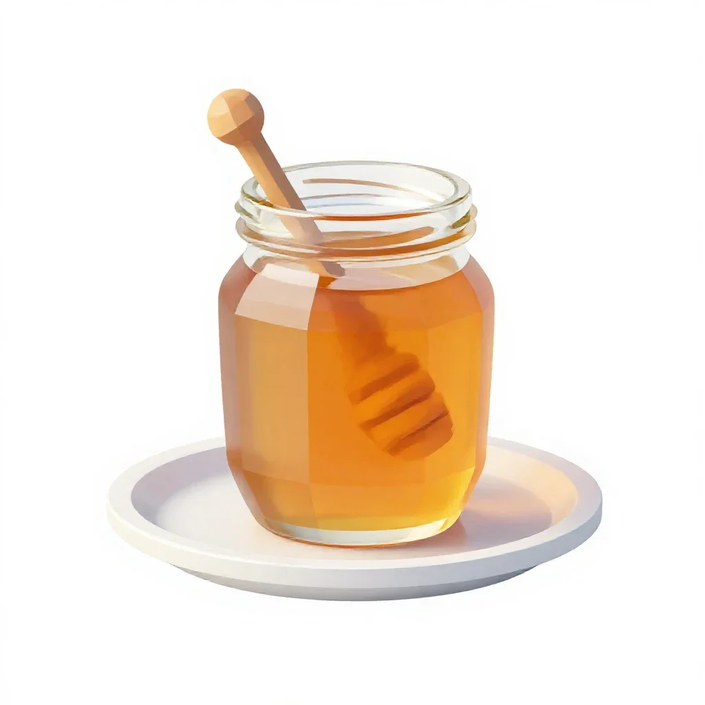 Jar of honey with a dipper isolated on a white background