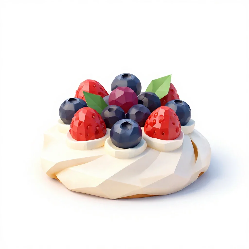 Pavlova with berries isolated on a white background
