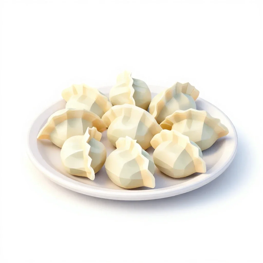 Plate of dumplings isolated on a white background