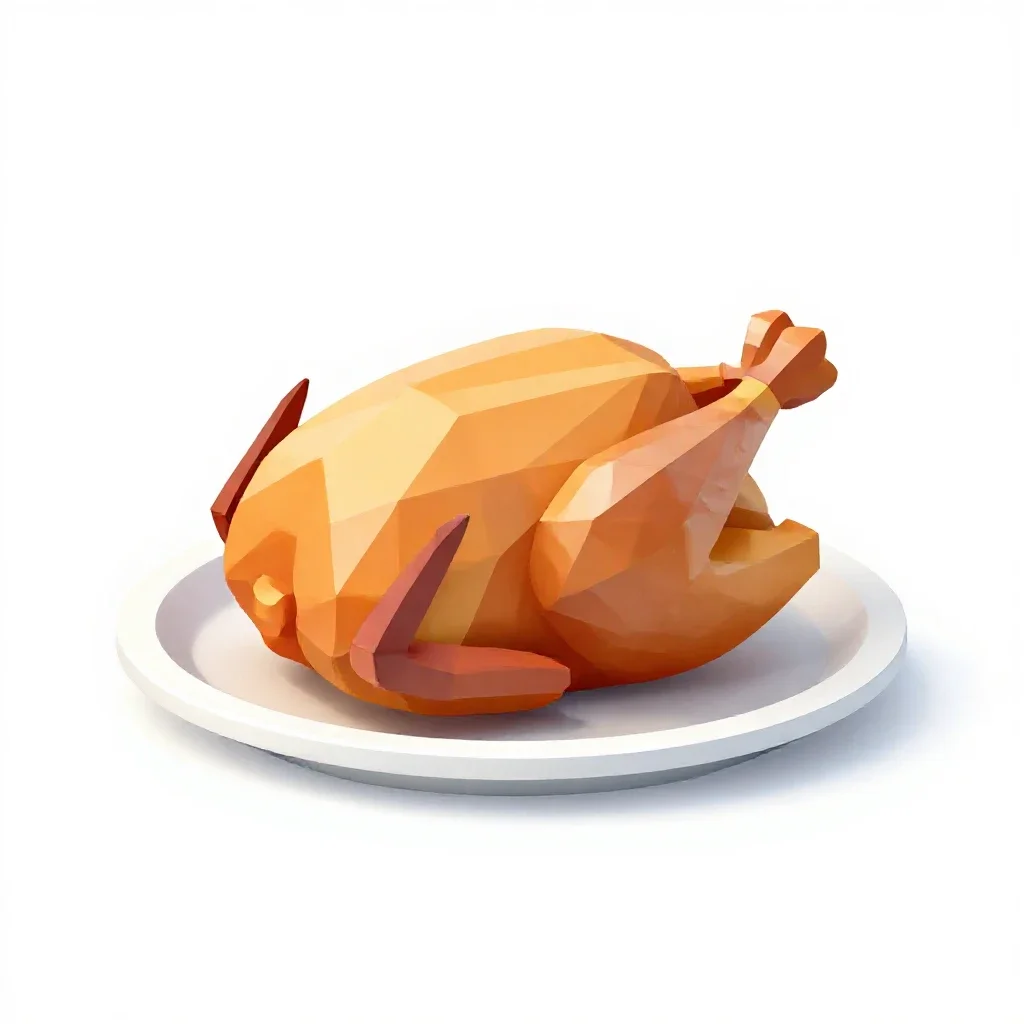 Roast chicken on a board isolated on a white background
