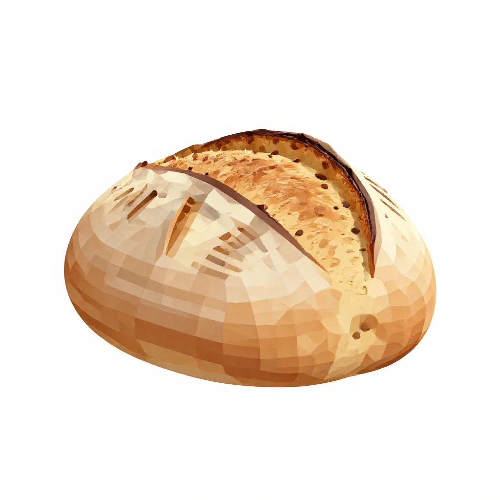 Sourdough boule with a scored crust isolated on a white background