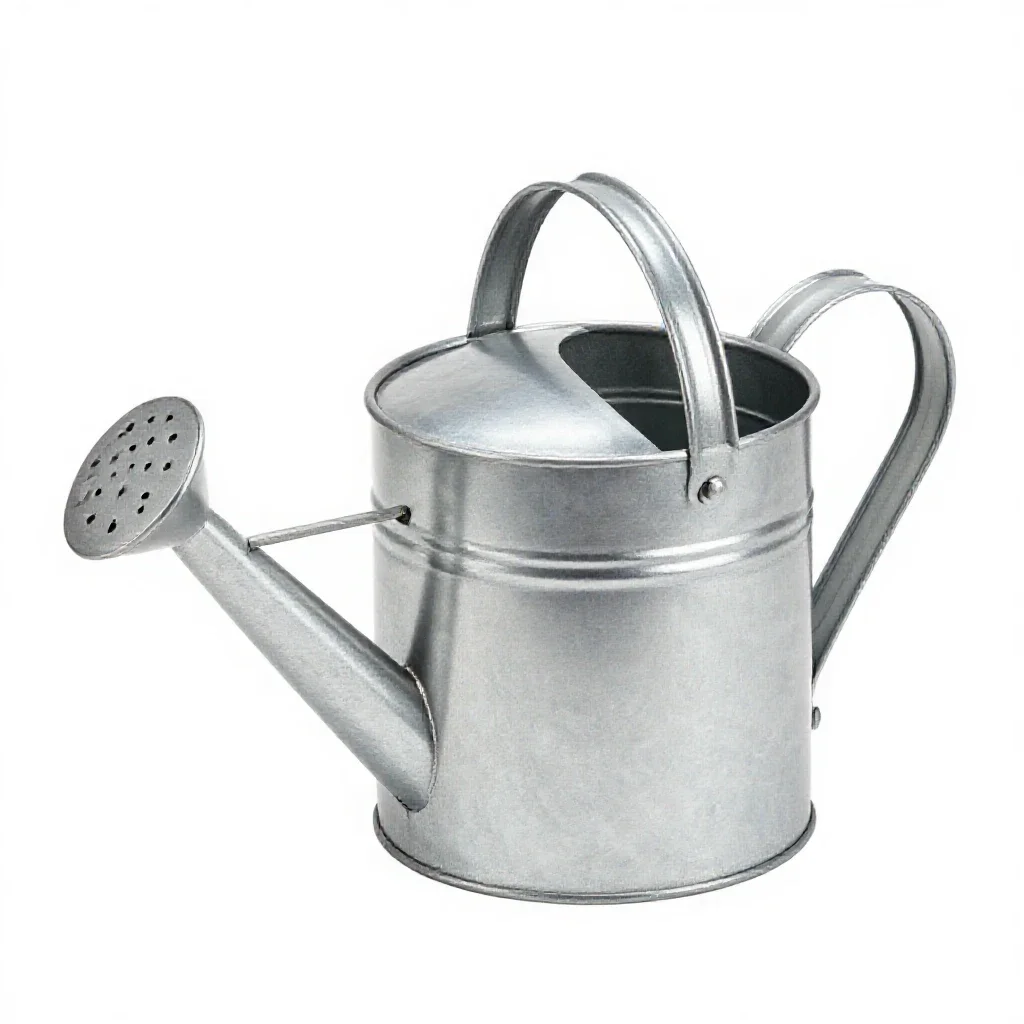 Galvanised watering can isolated on a white background