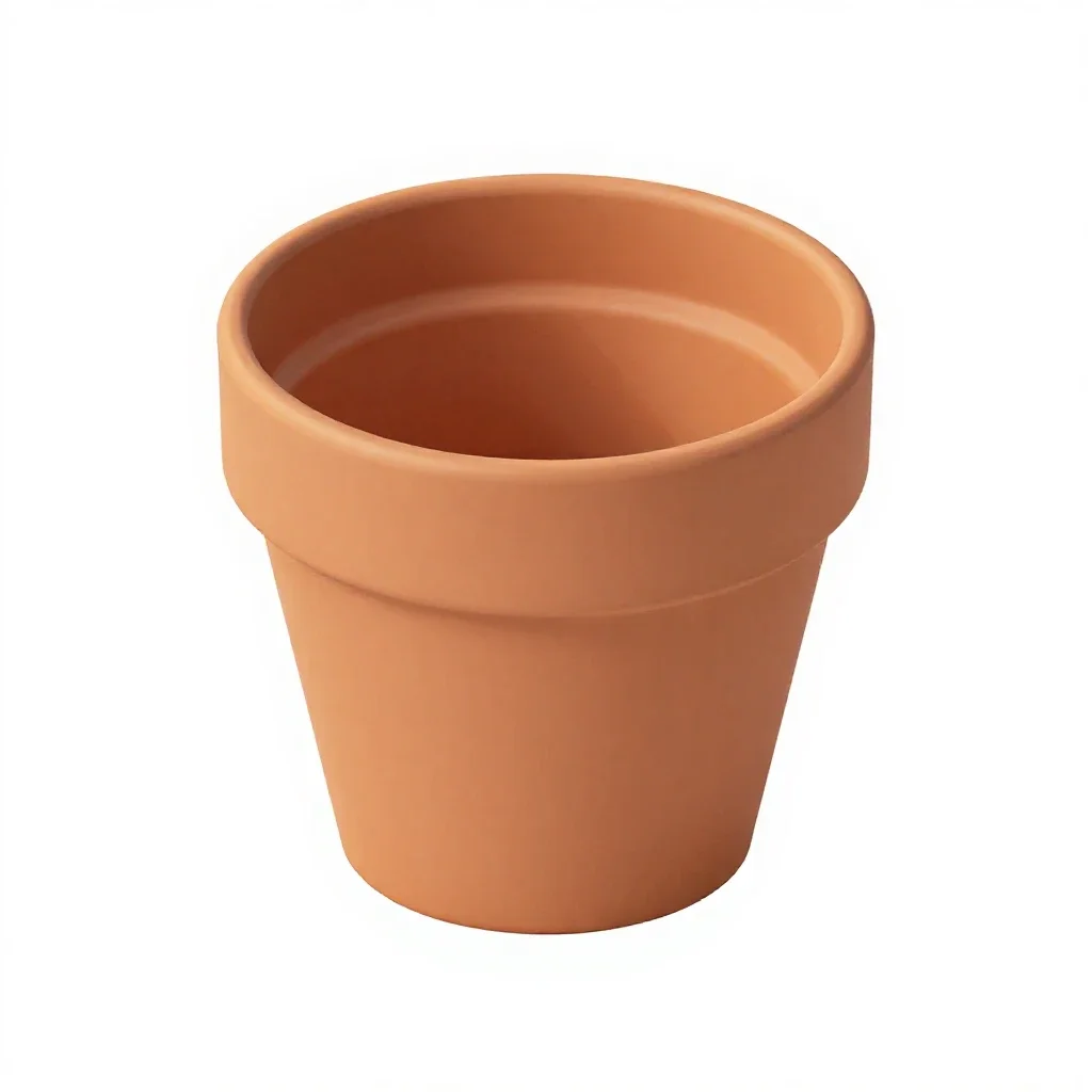Terracotta plant pot isolated on a white background