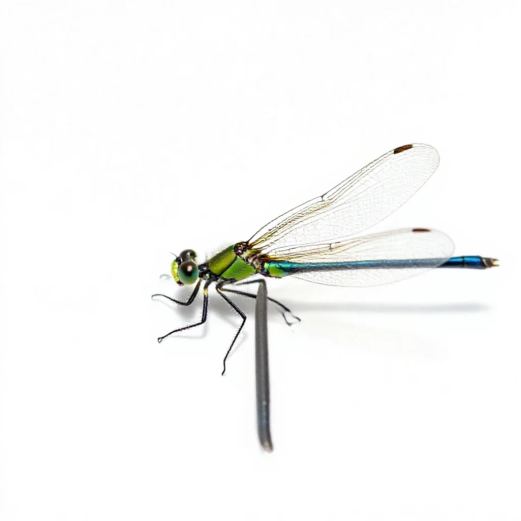 Damselfly isolated on a white background