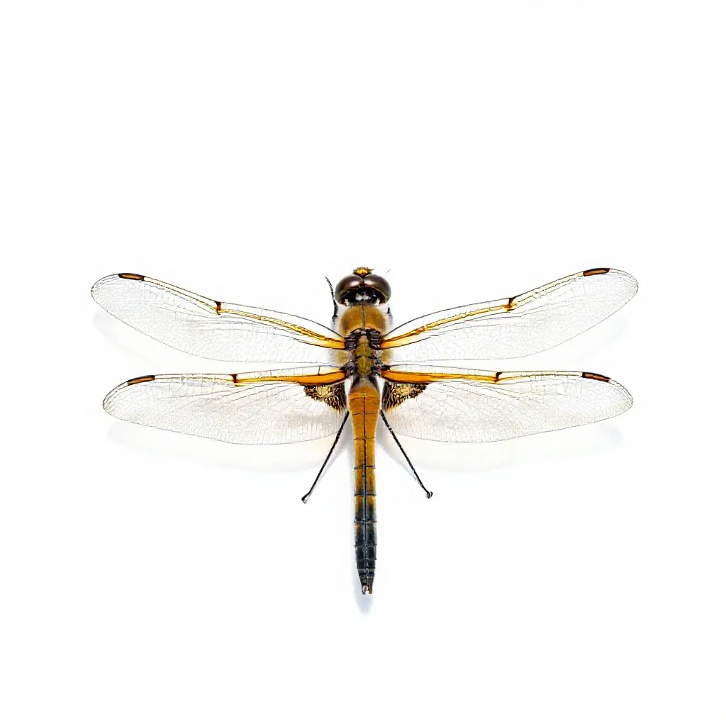 Dragonfly with veined wings isolated on a white background