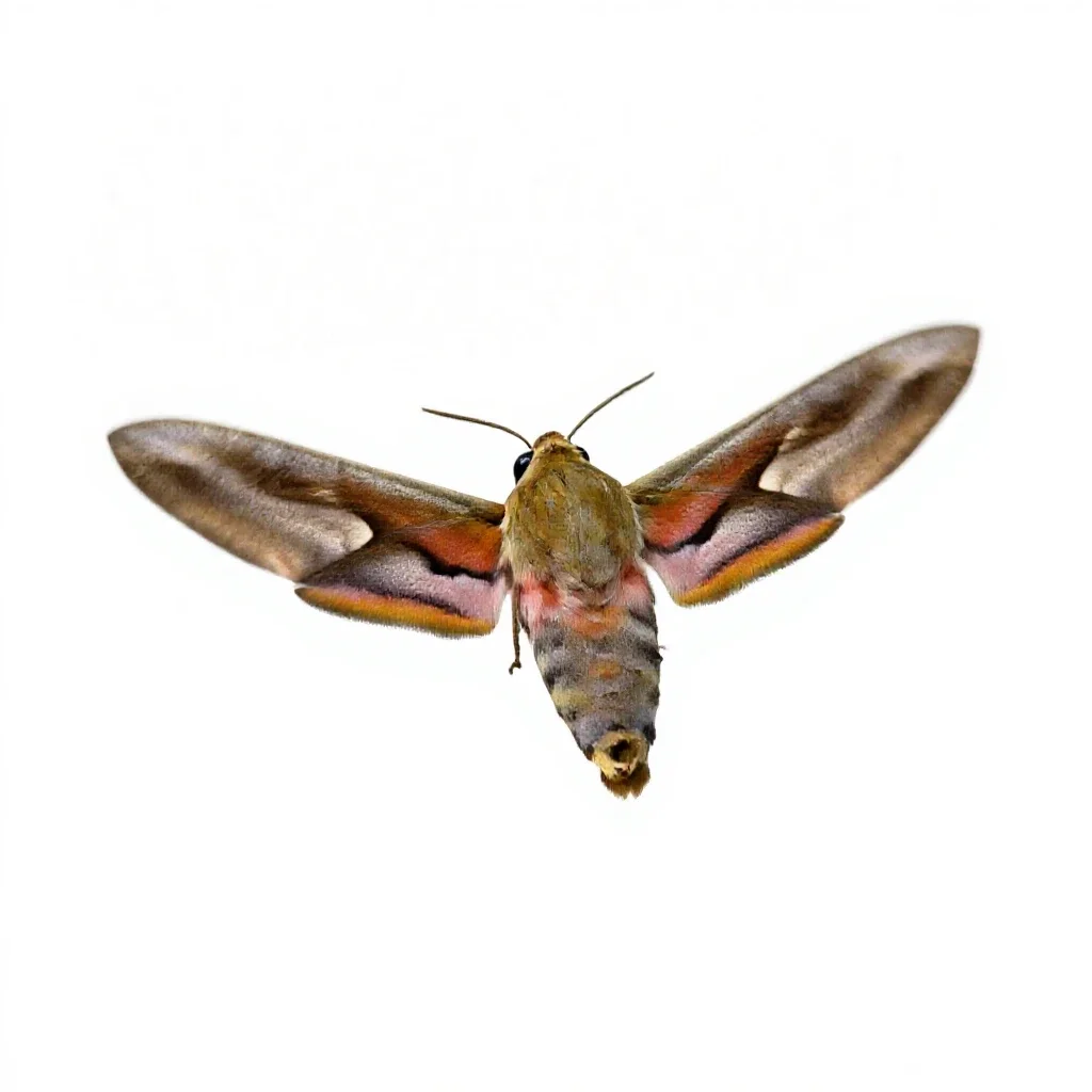 Hawk moth in flight isolated on a white background