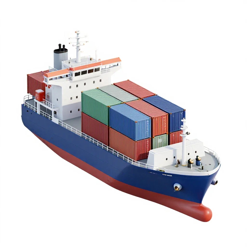 Container ship isolated on a white background