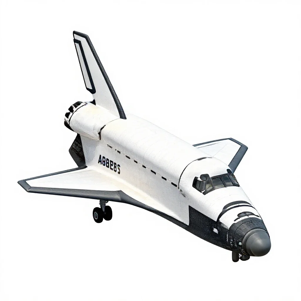 Space shuttle orbiter isolated on a white background