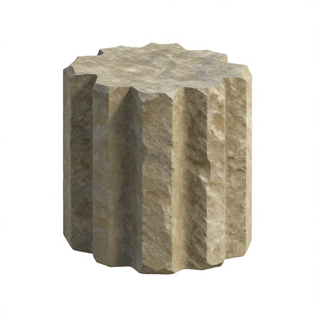 Basalt column fragment isolated on a white background