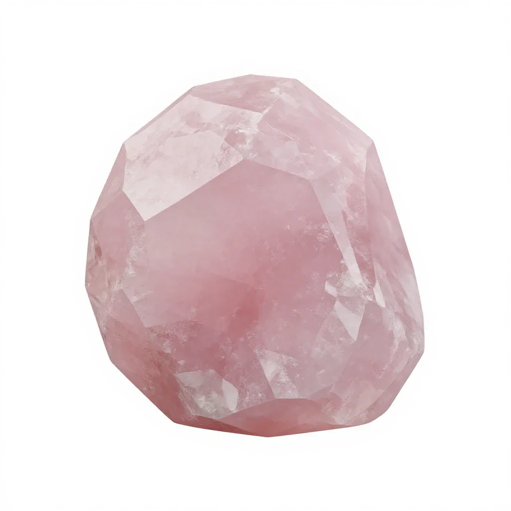 Chunk of rose quartz isolated on a white background