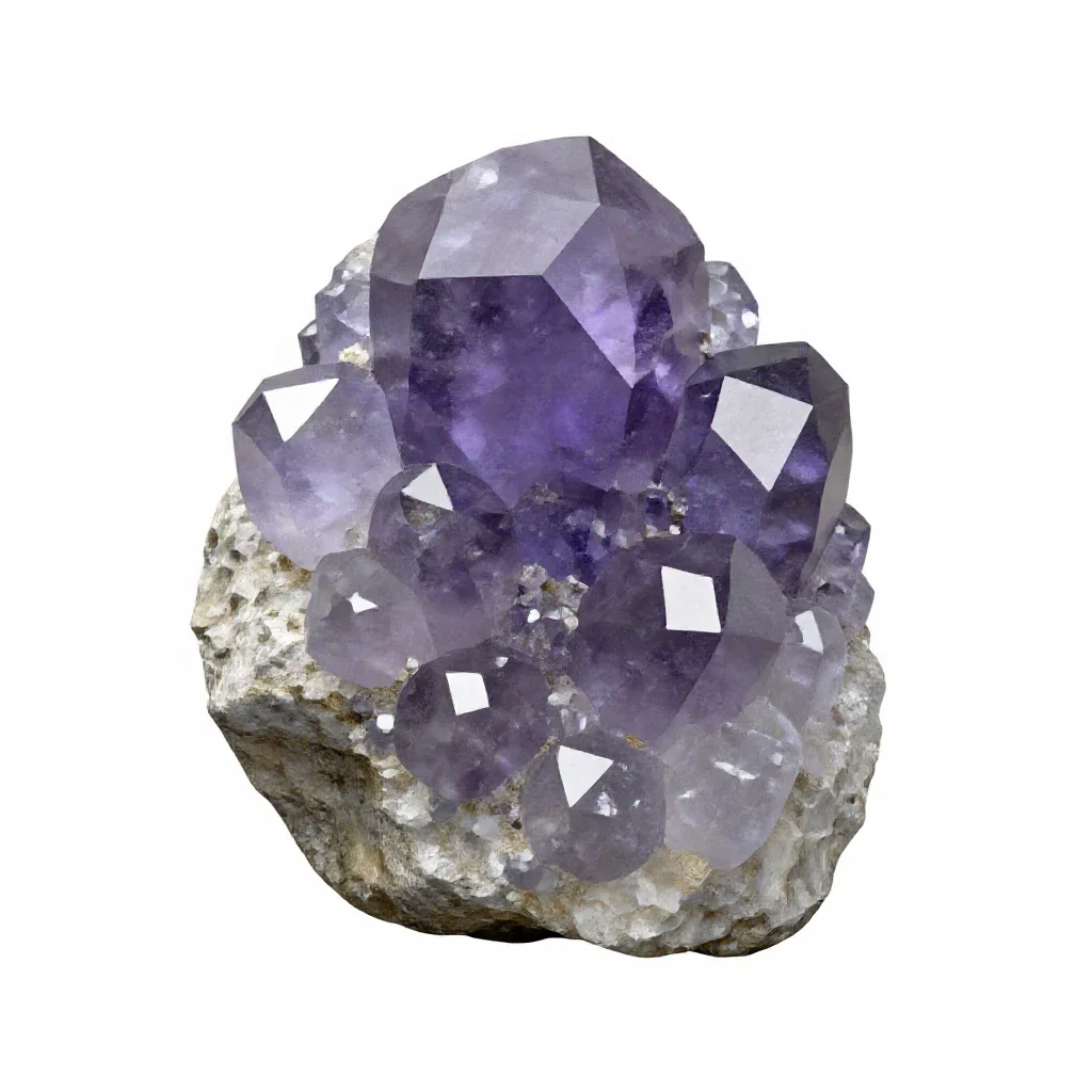 Fluorite cluster isolated on a white background