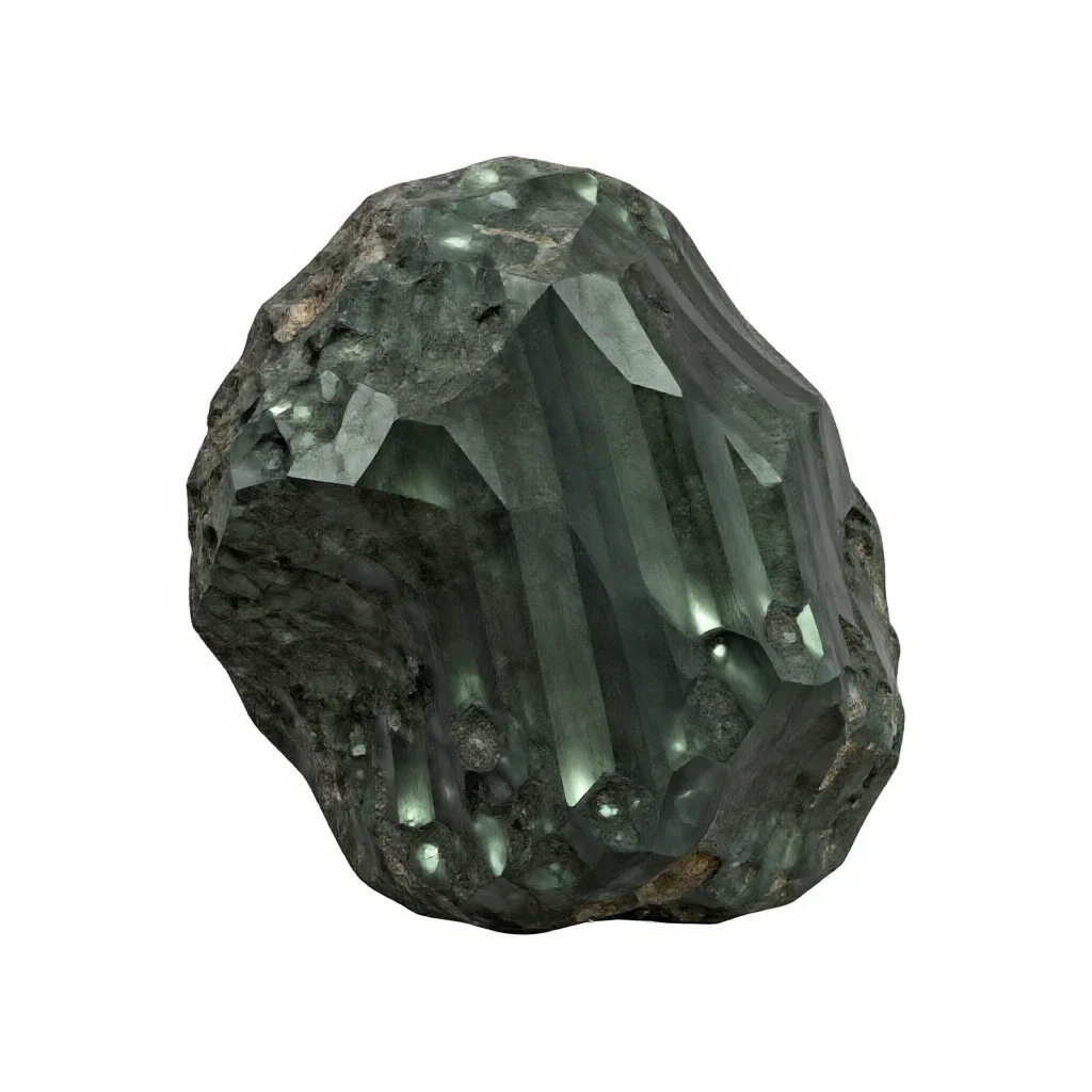 Piece of obsidian isolated on a white background