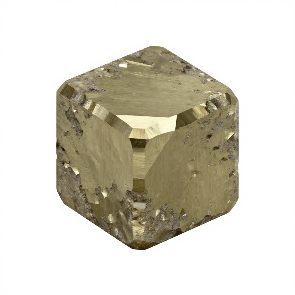 Pyrite cube isolated on a white background