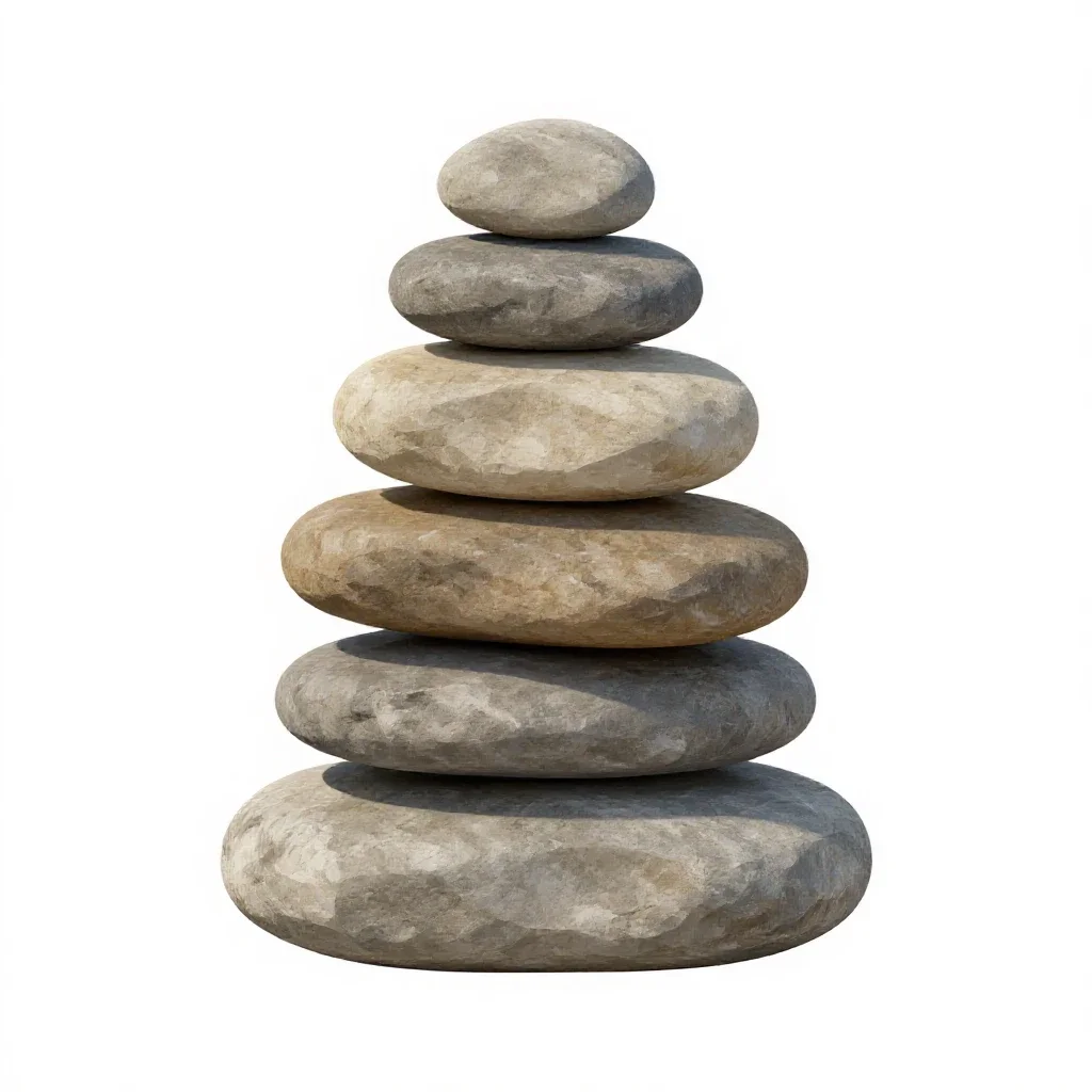 River stone stack isolated on a white background