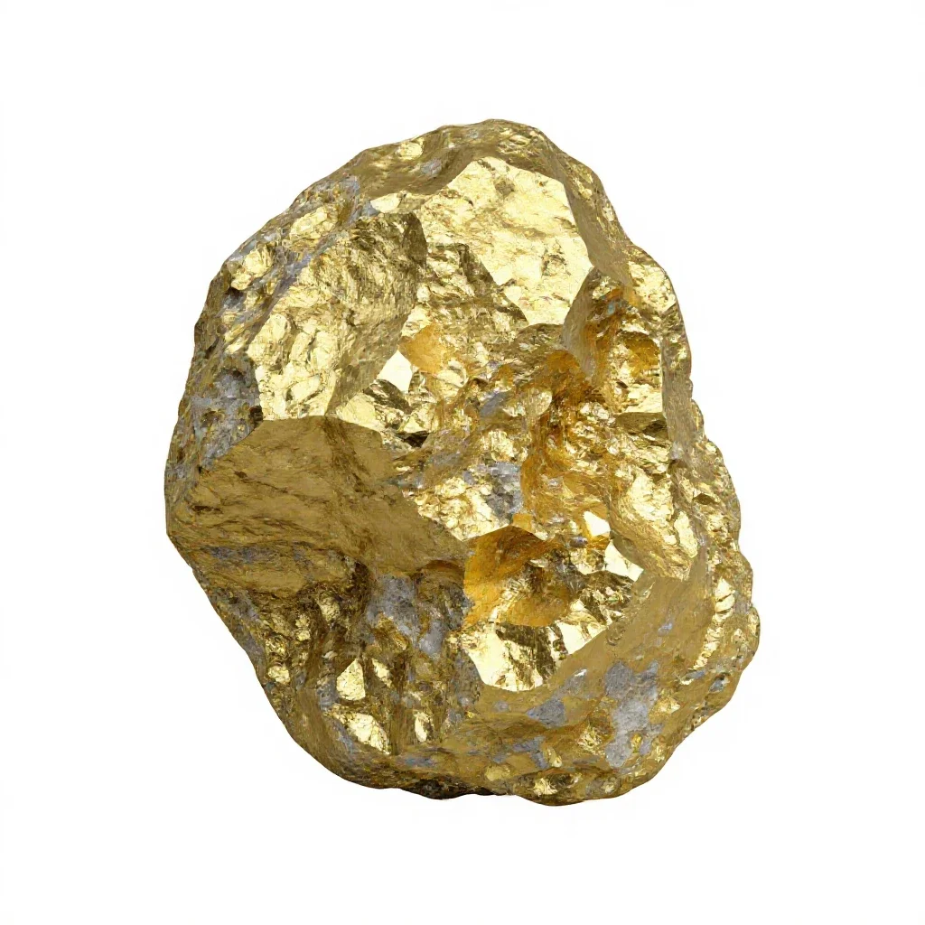Vein of gold in quartz isolated on a white background